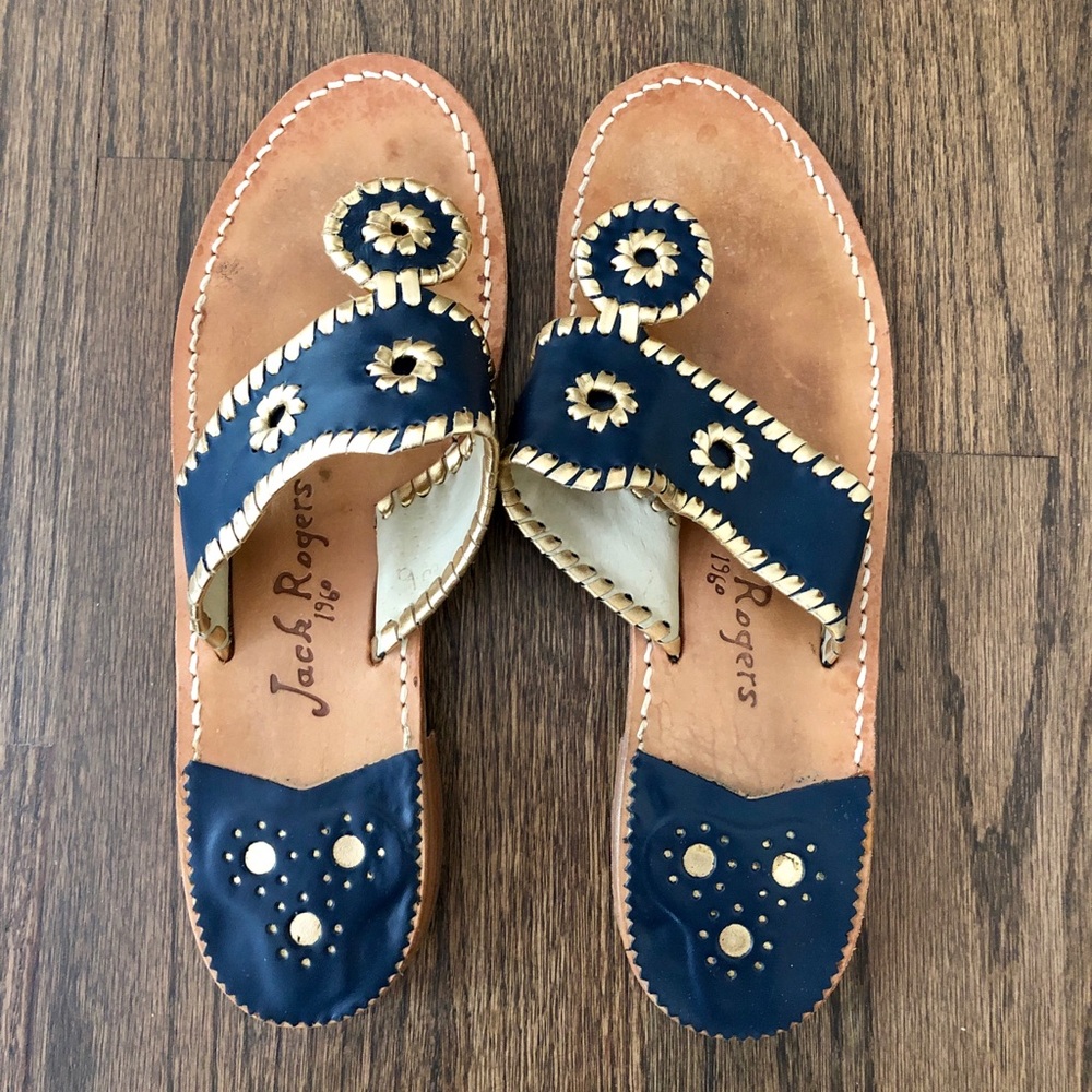 Jack Rogers - Jacks Flat Sandal (Navy & Gold)